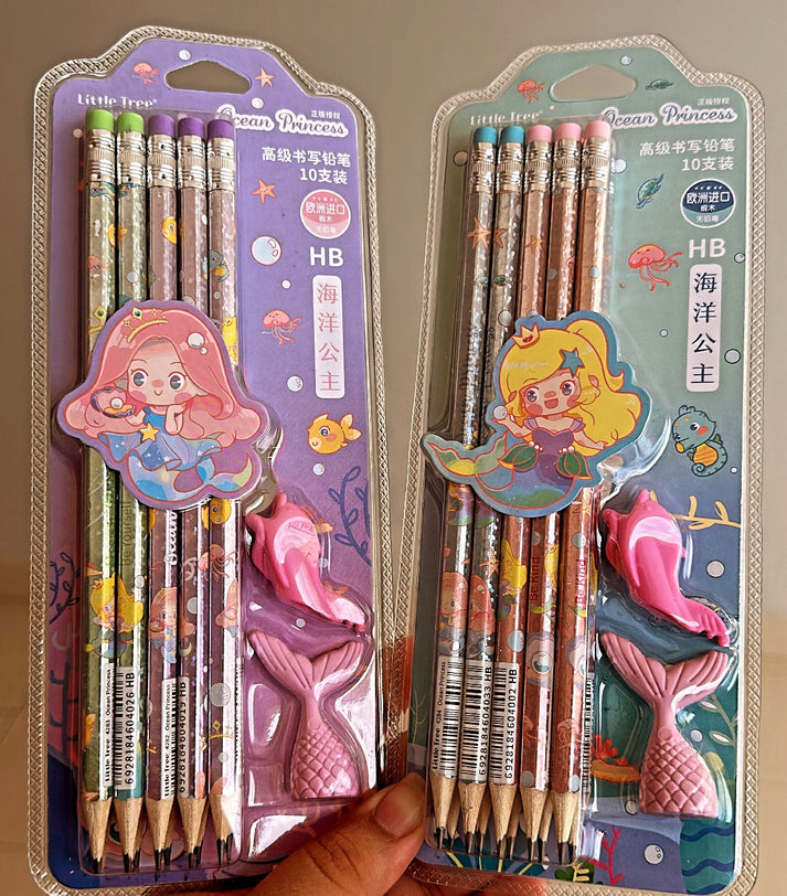 12 Pcs Set Of Pencils Mermaid And Astronaut