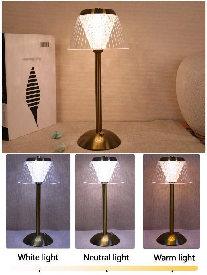 BEDSIDE METAL BRASS TOUCH CHARGEABLE TABLE LAMP