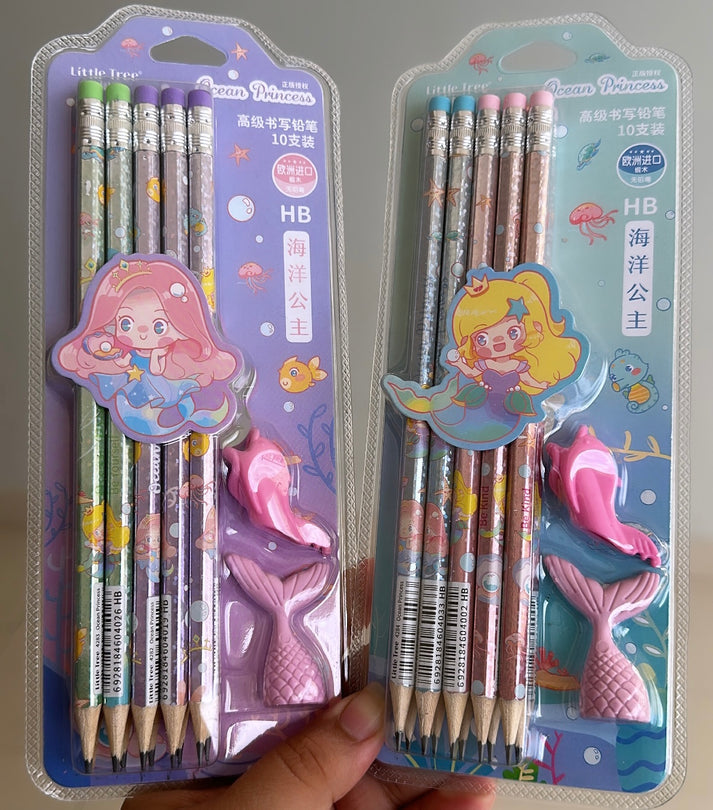 12 Pcs Set Of Pencils Mermaid And Astronaut