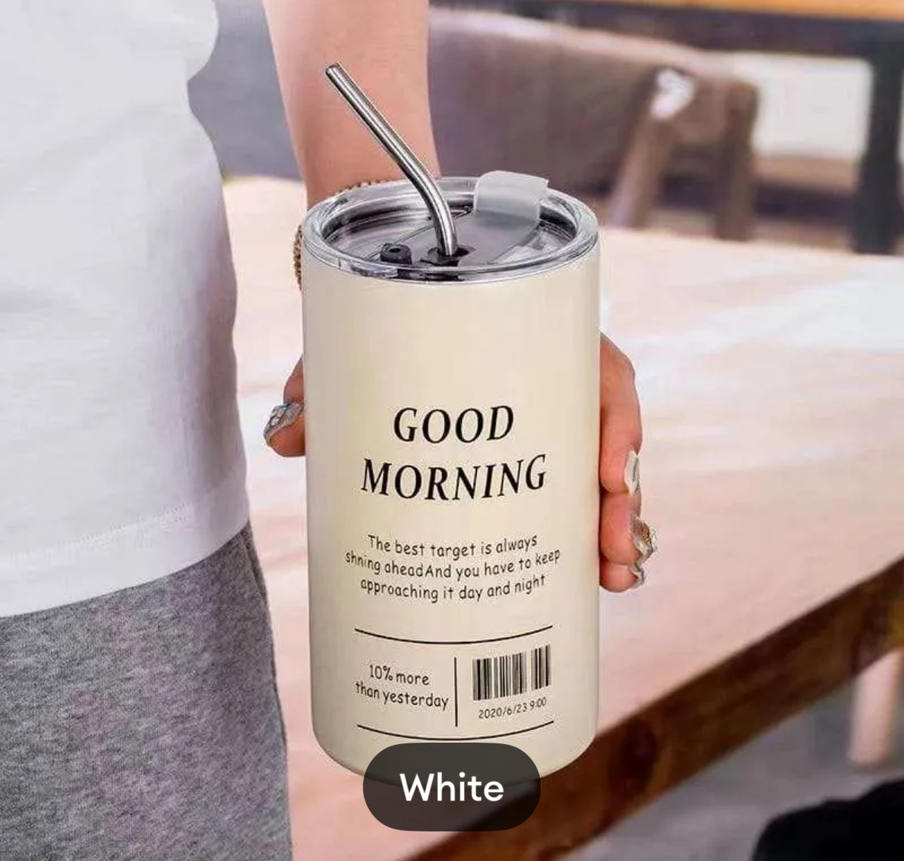 600ml Original Coffee Cup Stainless Steel Thermos Cup Coffee Vacuum Flask Mug Leak Proof Portable Thermal Cups with Straw | Taza Cafe / Iced Americano Sugar Free