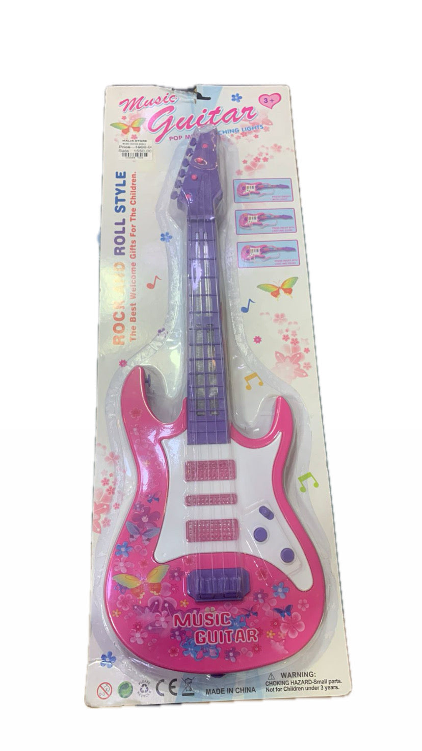 B&B E-Mart Rockband Guitar with Flashing Lights, Music and Sound Rock and roll(Red and Pink-Multicolor)
