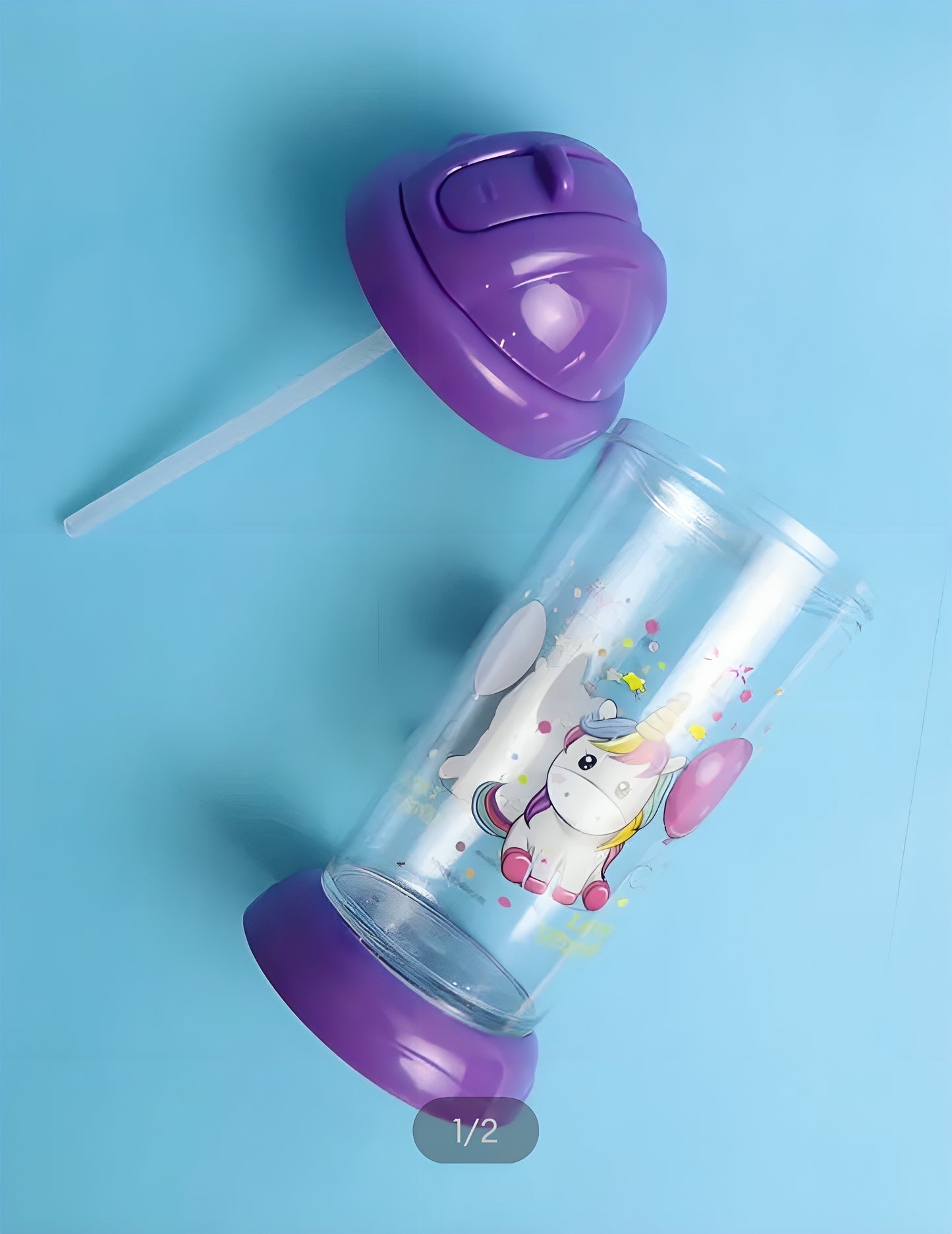 Cute Price Baby Anti Spill Learning Sippy Cup Purple - 300ML