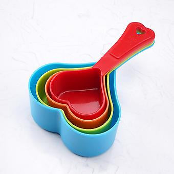 Food Grade Colored Plastic Heart-shaped Measuring Cups 4 pieces