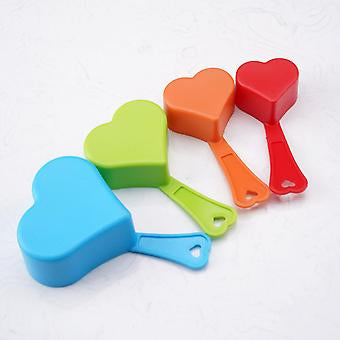 Food Grade Colored Plastic Heart-shaped Measuring Cups 4 pieces
