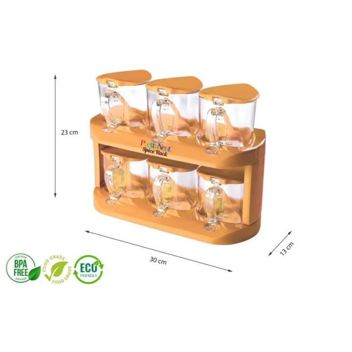 Pretty Neat 2 Tier Condiments & Spice Rack with 6 Spice Jars