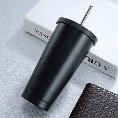 Aluminum Black 24oz Cold Cup Tumbler With Straw