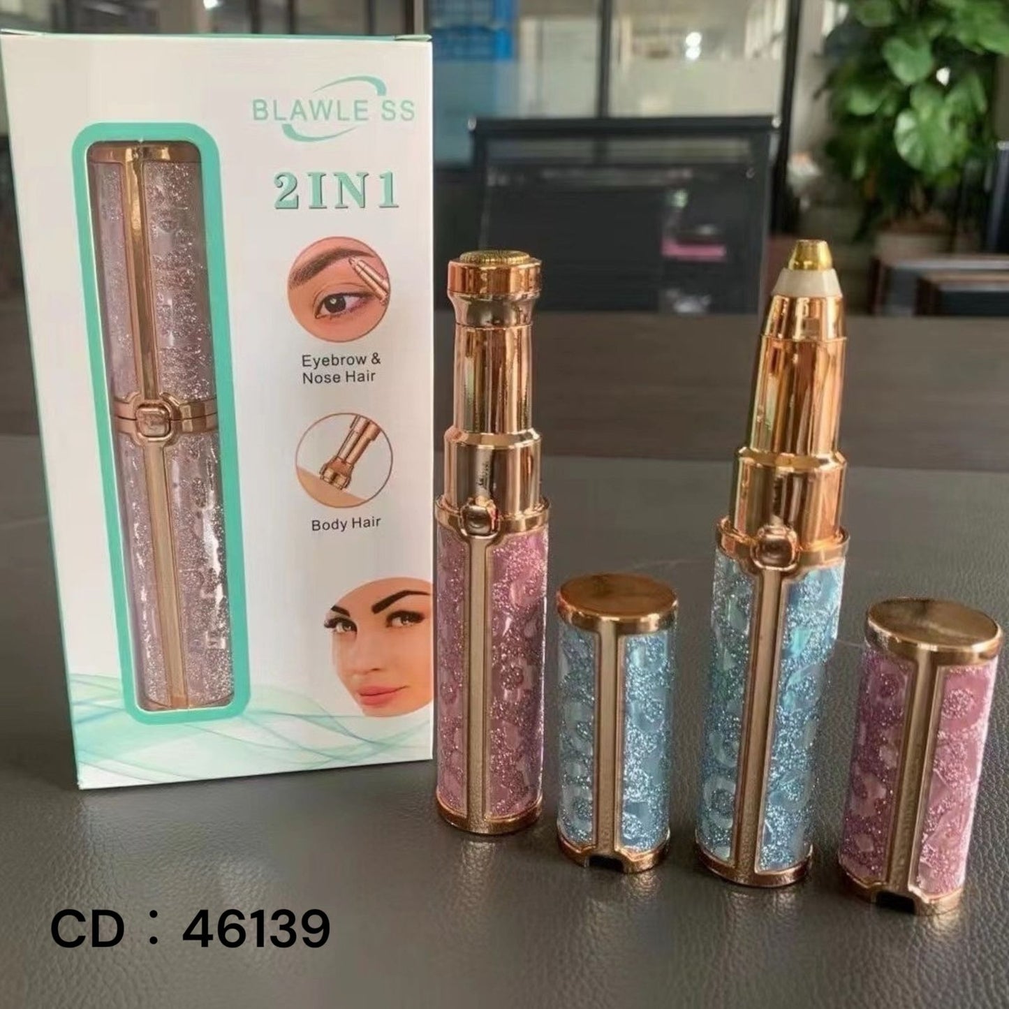 2 in 1 Flawless Eye Brow And Facial Hair Remover Chargeable , Multi Attractive Color With USB Charging Cable And Cleaning Brush