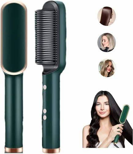Professional Electric Hair Straightener Brush Heated Comb Straight & Curly Styling Tool