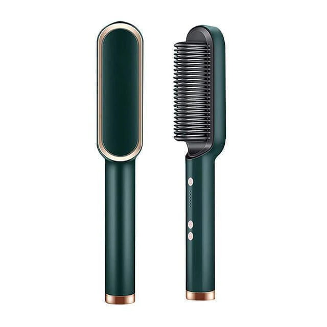 Professional Electric Hair Straightener Brush Heated Comb Straight & Curly Styling Tool