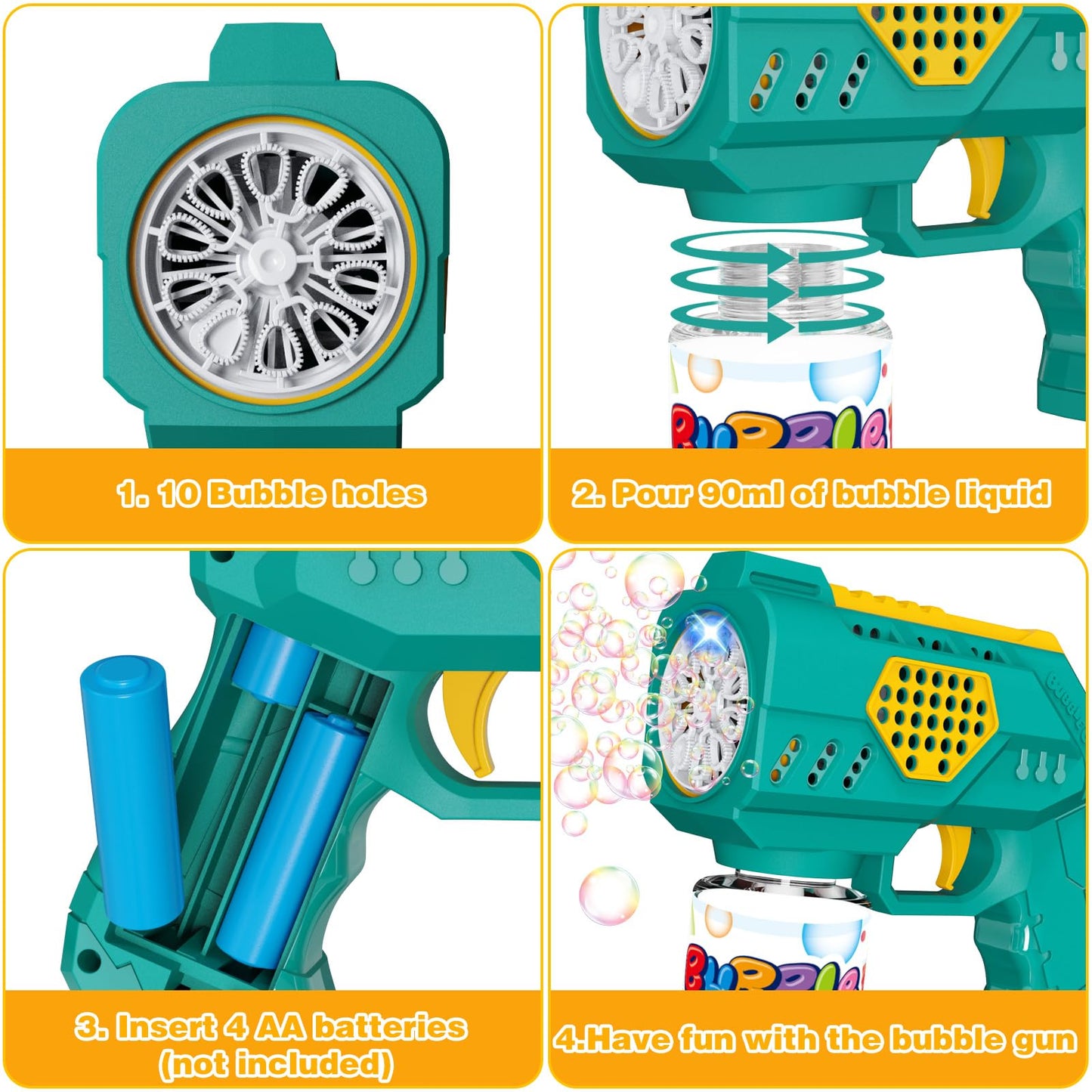 Bubble Gun for Kids Silent Automatic Bubble Machine Portable