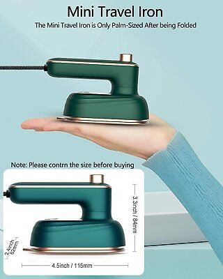 Portable Mini Iron Machine Dry and Wet Ironing Foldable Garment Steamer with Wire 180° Rotatable Good for Home and Travel