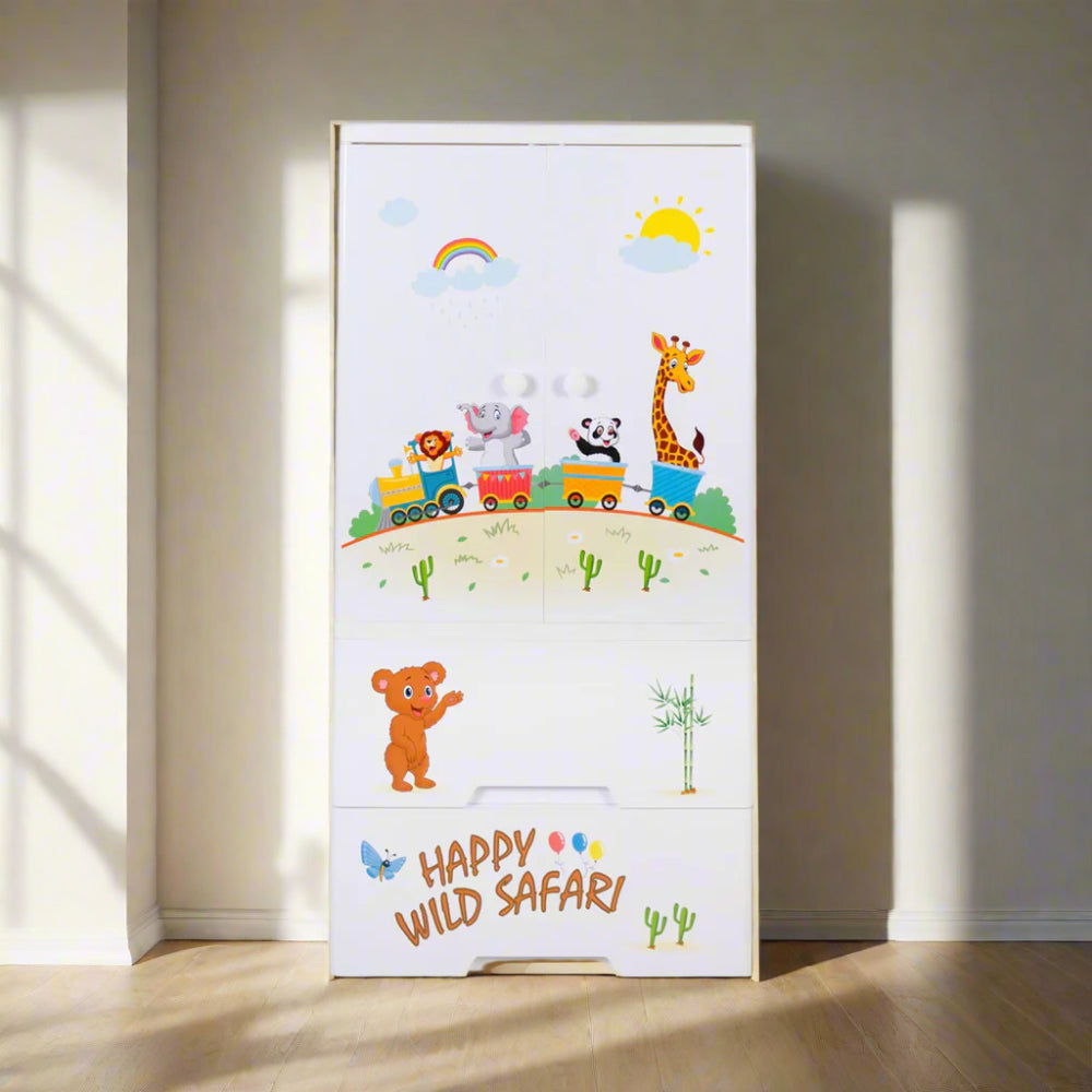 Kids Plastic Wardrobe Safari Print