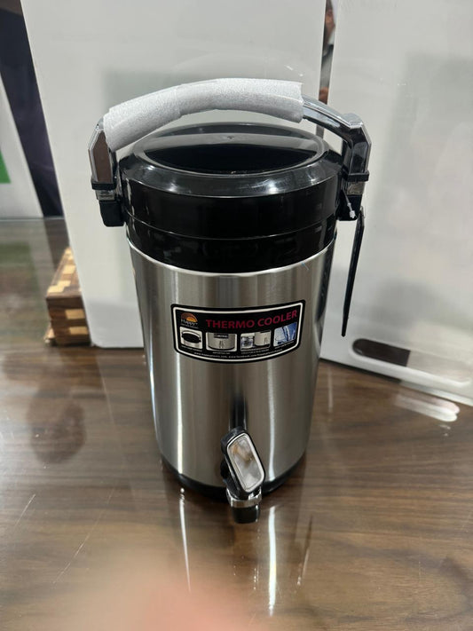 Premium Quality Stainless Steel Insulated Happy Line Water Cooler by Happy Brand 4 Litters, Made of Insulated Stainless Steel Material Keeps Water Cold and Hot for 8 Hours Elegant Design - Silver & Black