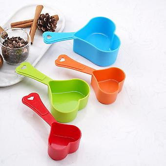 Food Grade Colored Plastic Heart-shaped Measuring Cups 4 pieces