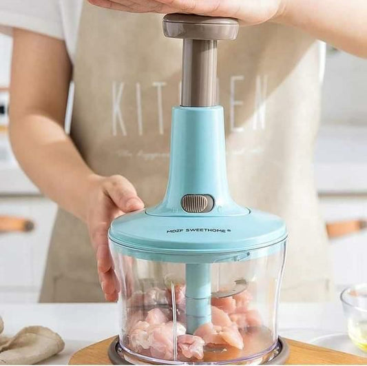 Manual Food Chopper Speedy Chopper with 3 Curved Stainless Steel Blades 1.5Liter
