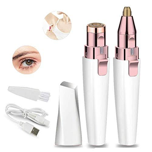 URAQT Facial Hair Remover for Women - 2 in 1 Eyebrow Trimmer & Face Hair Remover - Rechargeable & Waterproof - Painless Lady Shaver